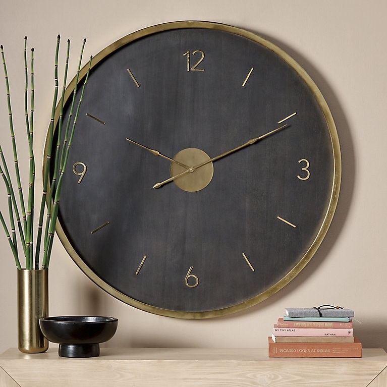Wall Clock Rustic Cork Face Metal Frame Roman Numerals