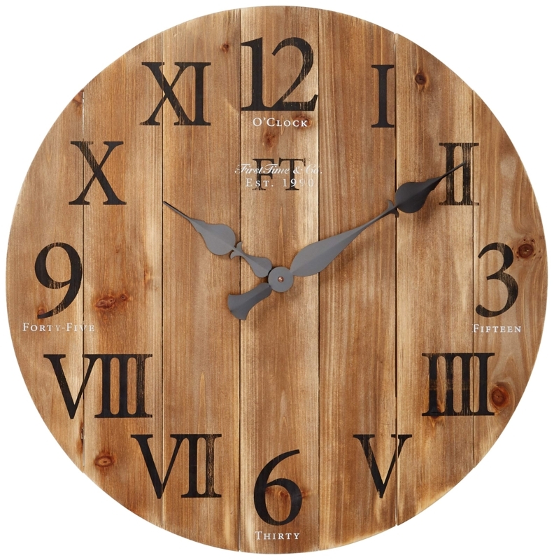 Wall Clock Rustic Farmhouse Distressed Planked Design Large Numerals