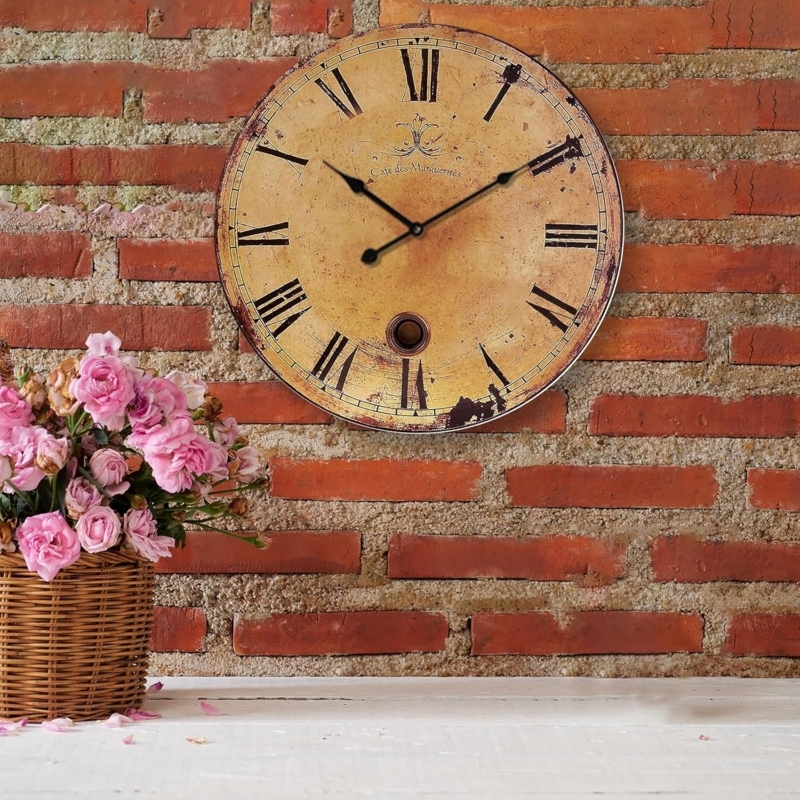 Wall Clock Rustic Farmhouse Openwork Design Distressed Finish