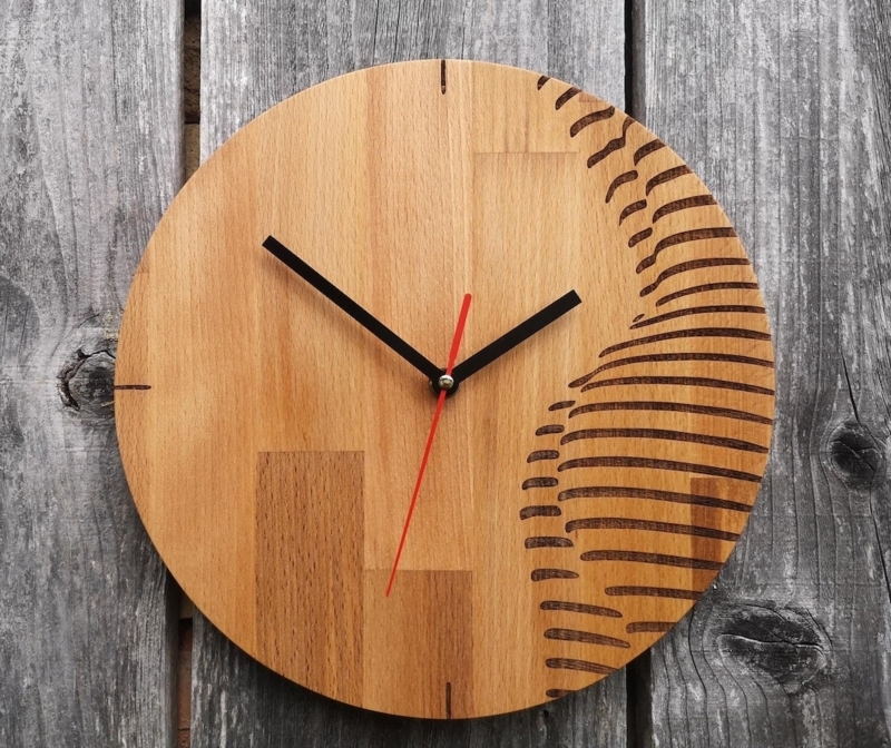 Wall Clock Rustic Mountain Landscape Laser Engraved Cutout Numerals