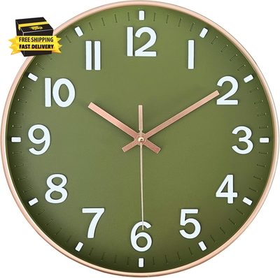 Wall Clock Sage Green Face White Numerals 8 Inch Size Minimalist