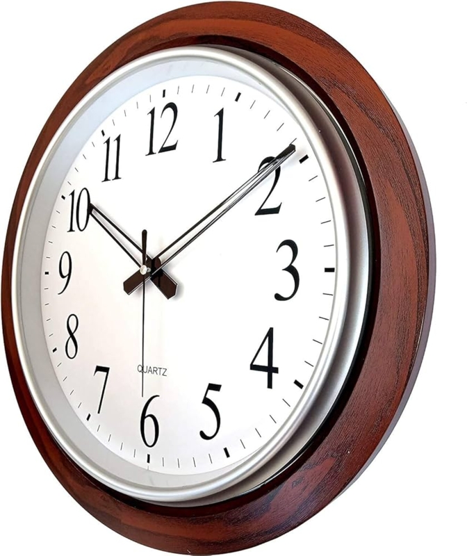 Wall Clock, Scandinavian Light Wood Square Frame, Rounded Corners