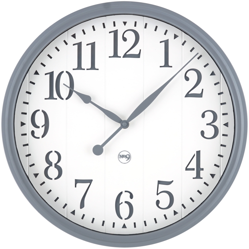 Wall Clock Shiplap Texture Large Arabic Numerals Trendy Farmhouse