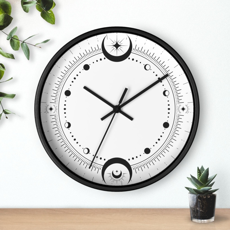 Wall Clock, Silhouette Design, Numerical Free Face, Minimalist Line Art