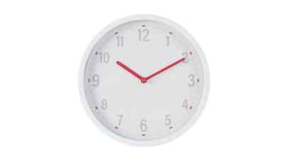 Wall Clock, Simple White Round Frame, Black Numerals, Clear Cover lens