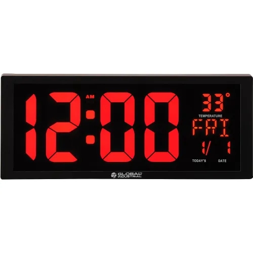Wall Clock Six Digit Display Red LED Industrial Seconds Readout Modern