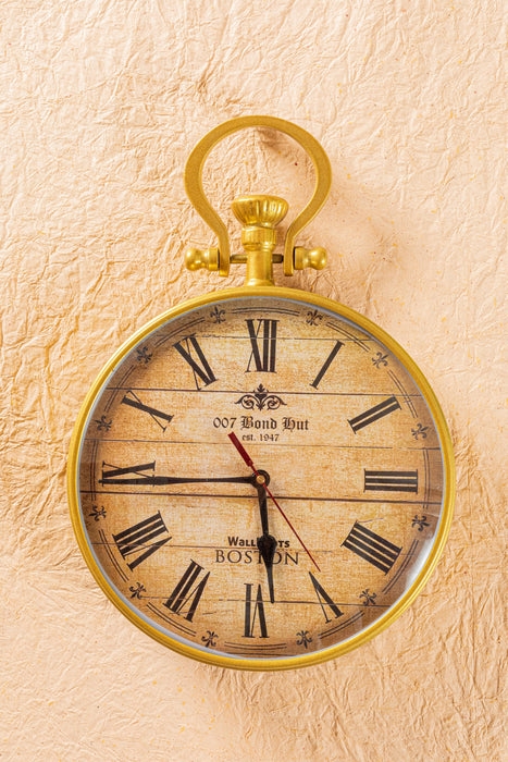 Wall Clock Square Frame Wood Grain Texture Minimalist Dial