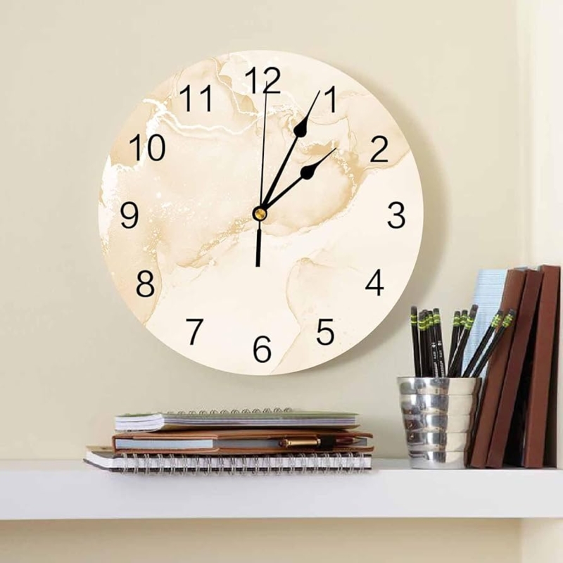 Wall Clock Square Marble Abstract Teal Accents Modern Minimalist