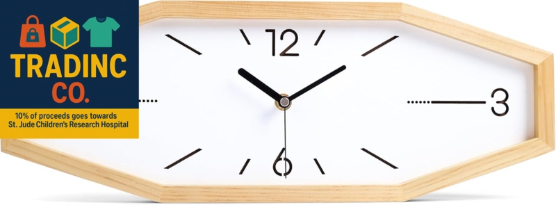 Wall Clock Square Silhouette Plank Design Rustic Farmhouse Wood