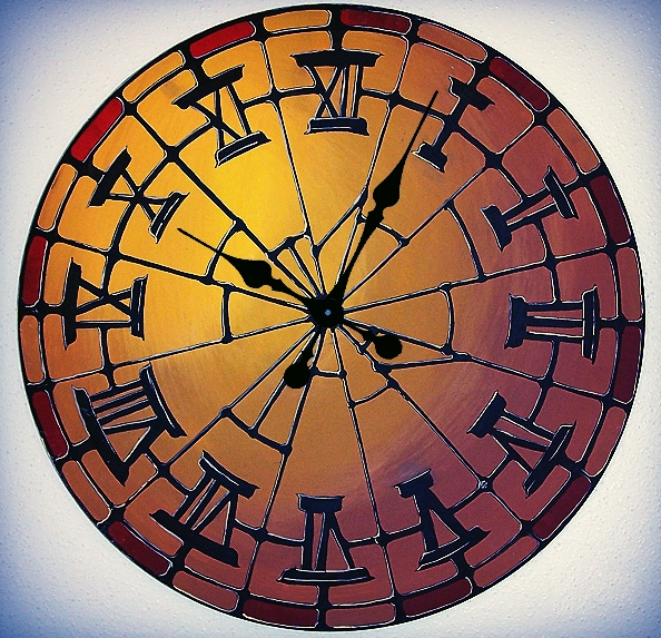 Wall Clock Stained Glass Effect Hand Painted Geometric Design