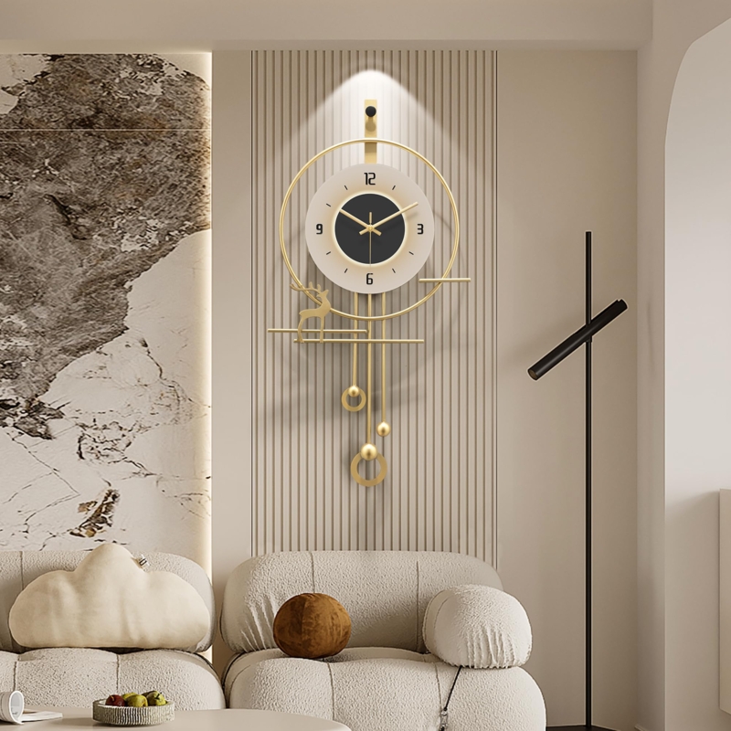 Wall Clock Sunburst Metal Frame Large Arabic Numerals