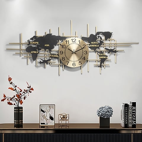 Wall Clock Sunburst Wire Frame Swinging Pendulum Black
