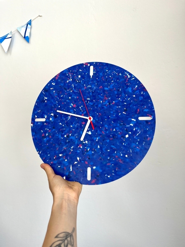 Wall Clock, Sustainable Recycled Plastic, Speckled Stone Look Finish
