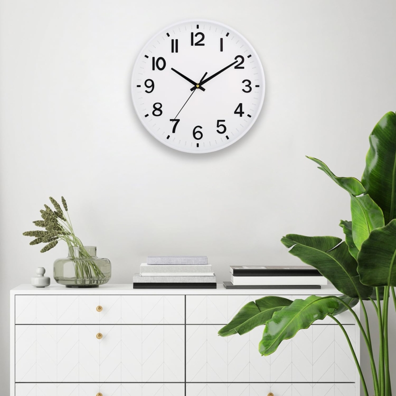 Wall Clock Tapered Hands Monochromatic High Contrast Minimalist