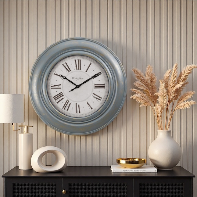 Wall Clock Teal Colorway Mesh Inner Dial Chic Farmhouse Decor
