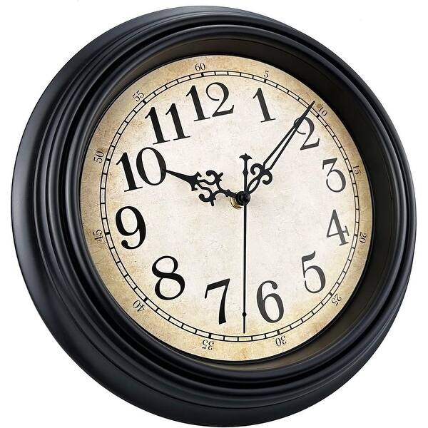 Wall Clock Teal Frame Silent Movement Retro Silhouette Classic