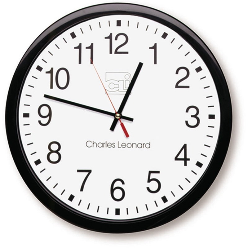 Wall Clock Thinline Frame Bold Numerals Red Second Hand Minimalist