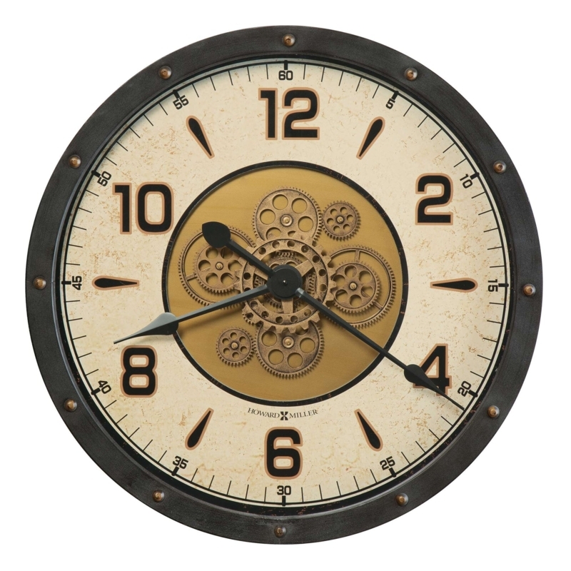 Wall Clock Transitional Wood Grain Dial Charcoal Frame