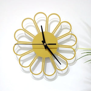 Wall Clock Transparent Acrylic Face with Gold Poppy Illustration