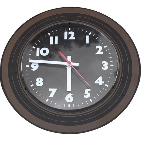 Wall Clock, Vintage Cream Round Frame, Retro Orange Second Hand