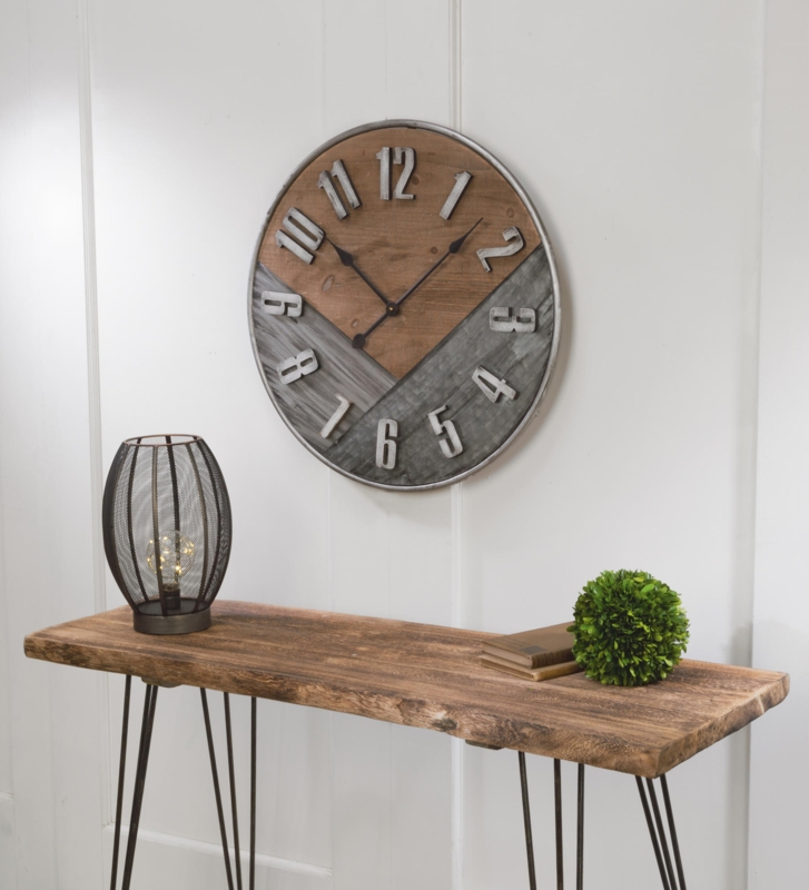 Wall Clock, Vintage Distressed Teal Patina Frame, Weathered Cream Dial