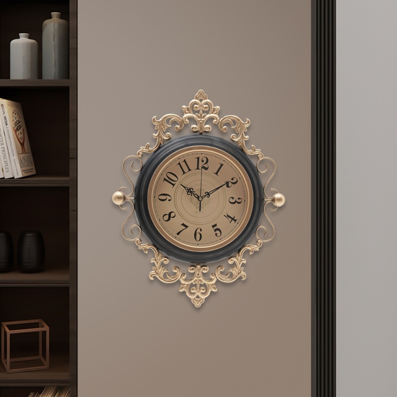 Wall Clock Vintage Wood Frame Paris Inscription Roman Numerals Rustic