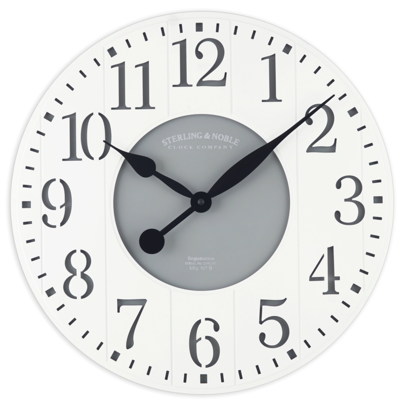 Wall Clock Wainscot Texture Two Tone Design Farmhouse Style
