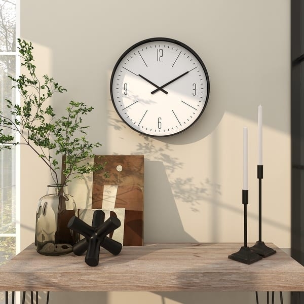 Wall Clock White Glass Stepped Border Square Modern Decor