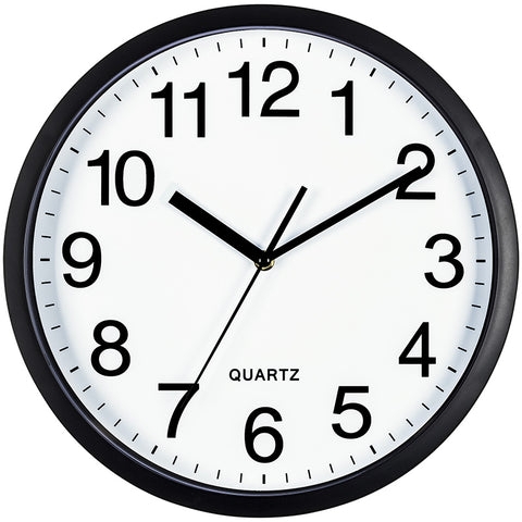 Wall Clock with Red Second Hand, Matte Frame and Oversized Numerals