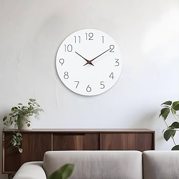 Wall Clock Wood Toned Frame Red Second Hand Scandi Style