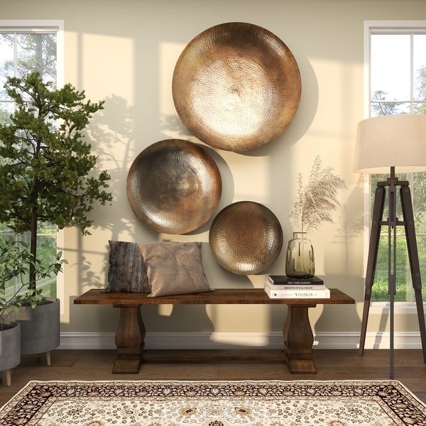 Wall Decor Set Of Three Hammered Texture Bronze Disks