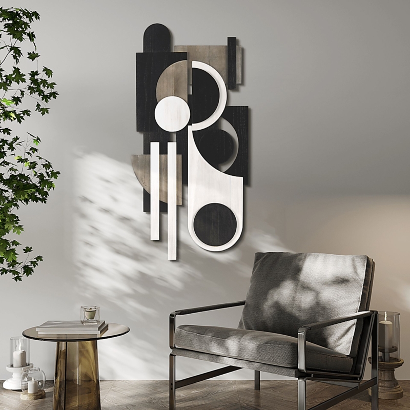 Wall Decor Set: Two Circular Matte Finish Textured Accents