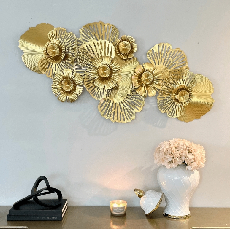 Wall Decor Triptych Set Botanical Cutout Black Metal Leaf
