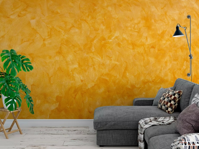 Wall Finish Hand Painted Plaster Texture Ochre Yellow Earthy
