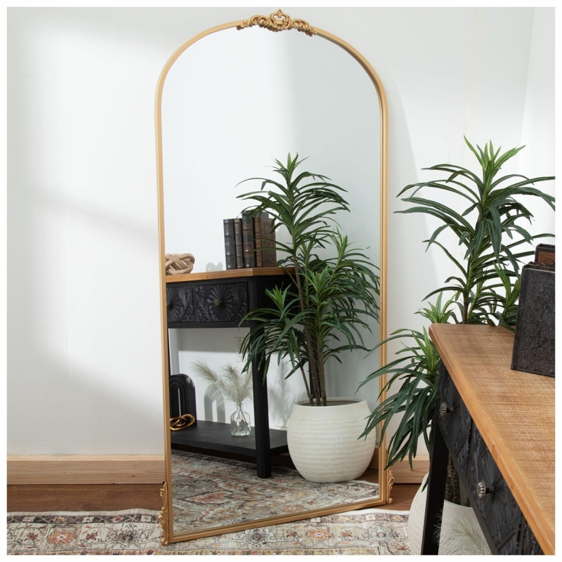 Wall Mirror Arched Matte Black Metal Slim Profile Industrial