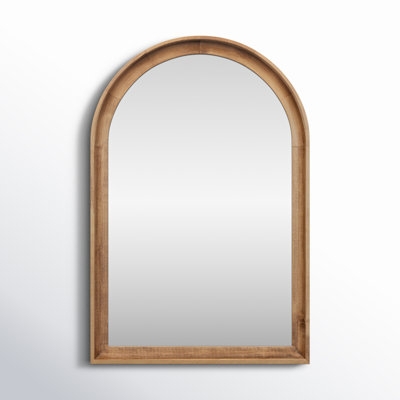 Wall Mirror Arched Silhouette Wood Toned Frame Entryway Decor