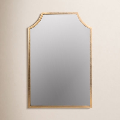 Wall Mirror Arched Thin Gold Frame Slender Silhouette Flat Bottom
