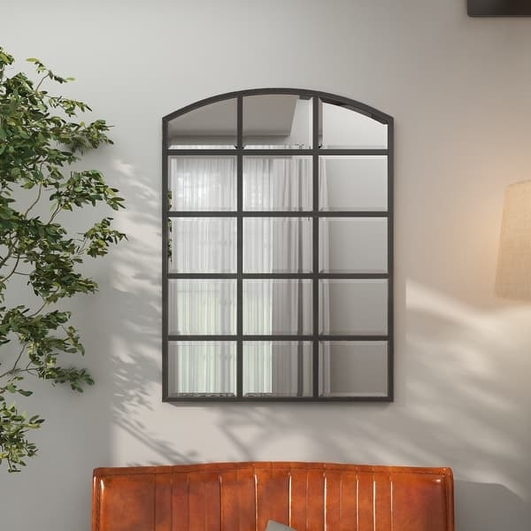 Wall Mirror Arched Windowpane Silhouette Leaning Mirror Industrial