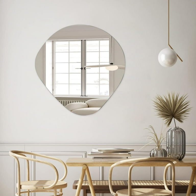 Wall Mirror, Asymmetrical Wavy Silhouette, Frameless, Organic Decor