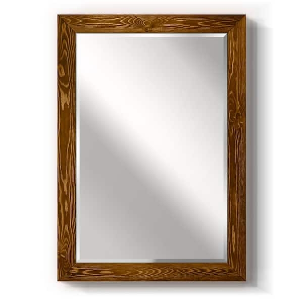 Wall Mirror Beveled Edge Maple Toned Rectangular Beveled Edge Mirror