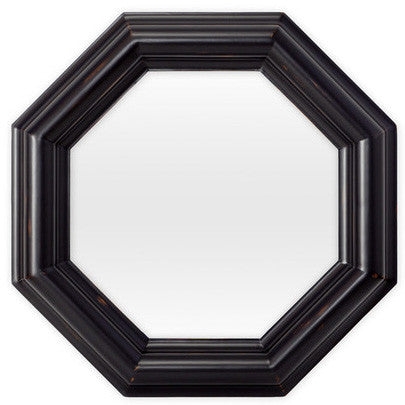 Wall Mirror Beveled Frame Matte Black Modern Geometric Accent
