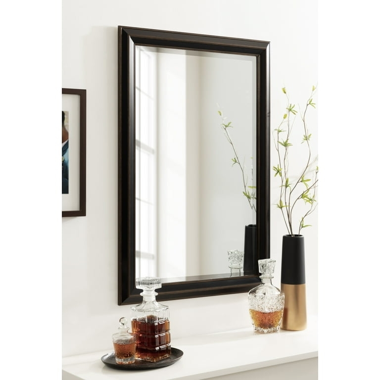 Wall Mirror Bronze Beveled Edge Molded Profile Transitional Rectangular