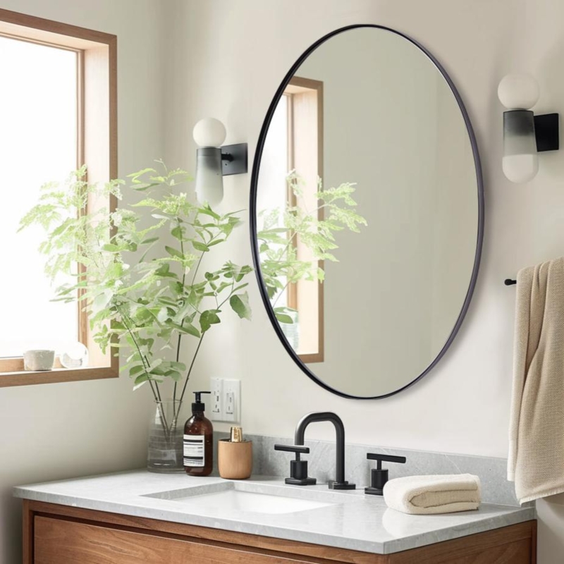 Wall Mirror Capsule Silhouette Thin Black Matte Frame