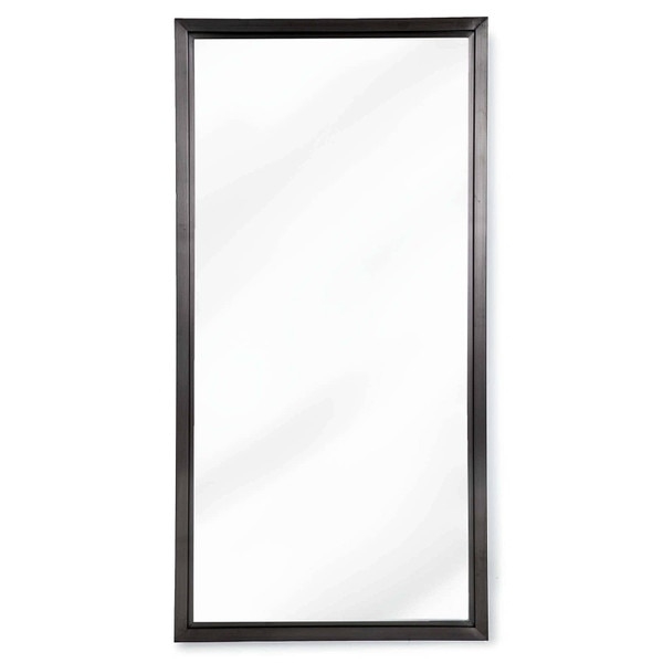 Wall Mirror Charcoal Grey Metal Frame Rounded Corners Industrial Decor