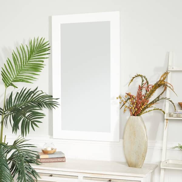 Wall Mirror, Chipped Finish, Wide Rectangular Frame, Rustic Farmhouse