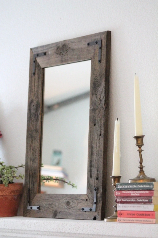 Wall Mirror Chunky Textured Frame Reclaimed Wood Look Rustic Wall Decor