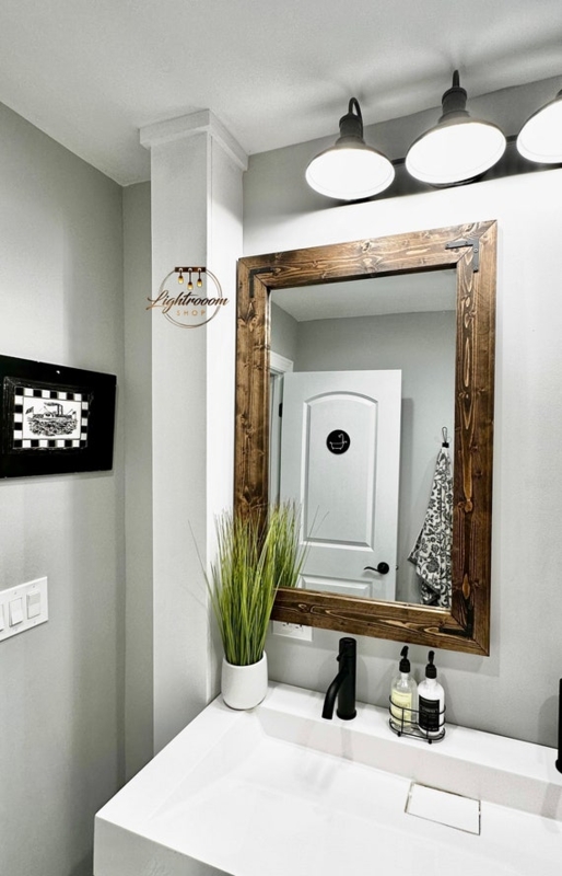 Wall Mirror Chunky Wood Frame Textured Farmhouse Vertical