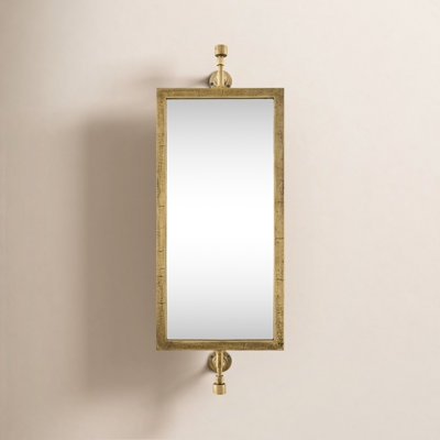 Wall Mirror Circular Light Wood Frame Scandinavian Style