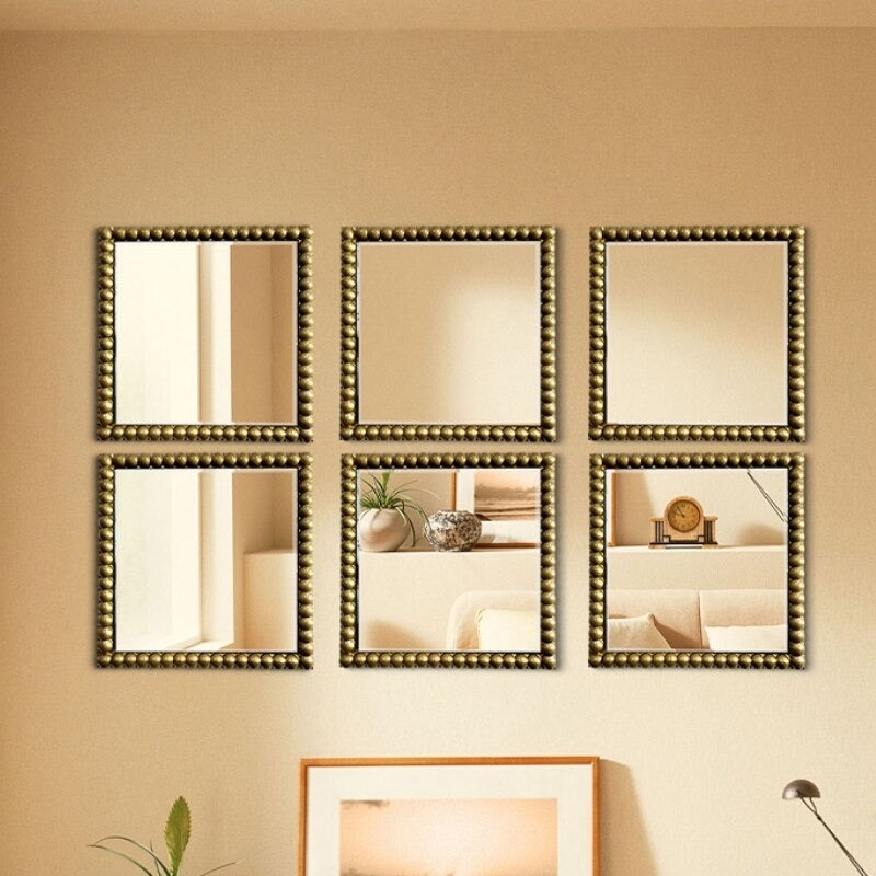 Wall Mirror Faceted Glass Border Gold Inner Rim Luxurious