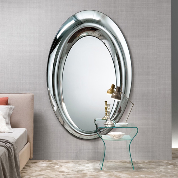 Wall Mirror featuring Angled Side Panels and a Three-Paneled Design